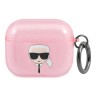 Чехол Karl Lagerfeld TPU Glitters with ring Karl Transparent для Airpods 3 (2021), розовый