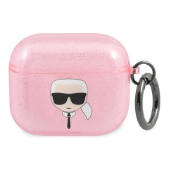 Чехол Karl Lagerfeld TPU Glitters with ring Karl Transparent для Airpods 3 (2021), розовый
