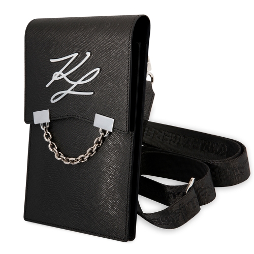 Karl Lagerfeld для смартфонов сумка Wallet Phone Pouch Saffiano Autograph with Chain Black