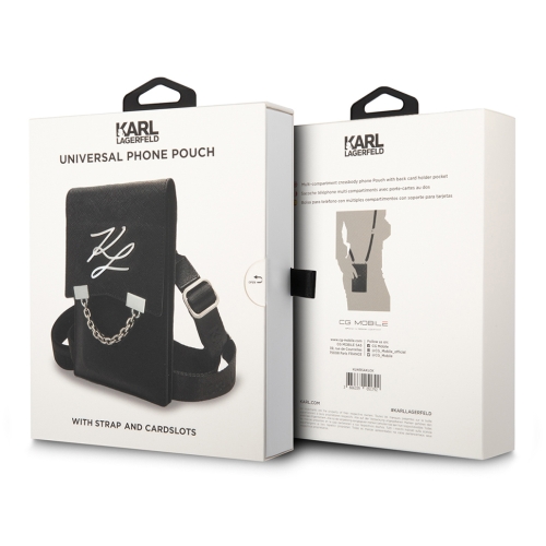Karl Lagerfeld для смартфонов сумка Wallet Phone Pouch Saffiano Autograph with Chain Black