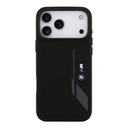 BMW для iPhone 17 Pro Max чехол M-series Liquid silicone Vertical logo Hard Black (MagSafe)