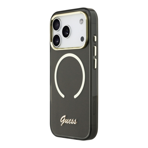 Guess для iPhone 17 Pro Max чехол IML Script Metal logo and Camera Hard Black (MagSafe)