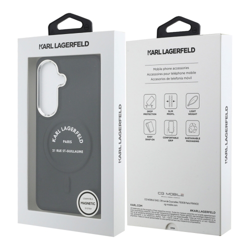 Karl Lagerfeld для Galaxy S26+ чехол PU Smooth leather RSG logo Metal camera Hard Black (MagSafe)