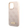 Чехол Guess PU 4G Plate metal logo Hard для iPhone 13 Pro Max, розовый (Magsafe)