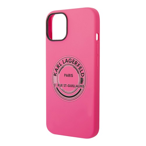 Чехол Lagerfeld Liquid silicone Round RSG logo для iPhone 14, розовый