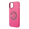 Чехол Lagerfeld Liquid silicone Round RSG logo для iPhone 14, розовый