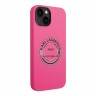 Чехол Lagerfeld Liquid silicone Round RSG logo для iPhone 14, розовый