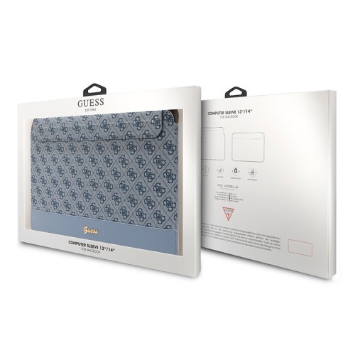 Чехол Guess Sleeve 4G Bottom stripe Metal logo для ноутбуков 13-14", голубой