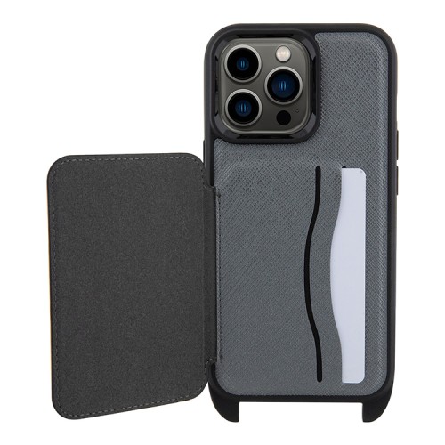 Чехол Lagerfeld Crossbody cardslot PU Saffiano NFT Karl&Choupette Hard для iPhone 13 Pro, серебристый