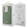 Guess для iPhone 15 Pro Max чехол Liquid silicone Gold metal logo & Camera frame Hard Khaki