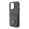Guess для iPhone 15 Pro чехол PU 4G Double cardslot Triangle metal logo Hard Black