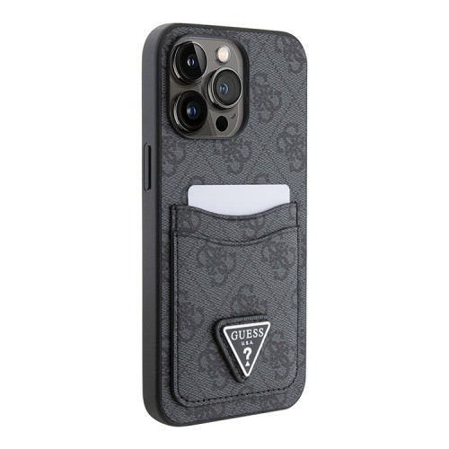 Guess для iPhone 15 Pro чехол PU 4G Double cardslot Triangle metal logo Hard Black