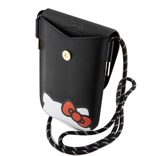 Hello Kitty для смартфонов сумка Wallet Phone Bag PU Grained leather Hidden Kitty with Cord Black