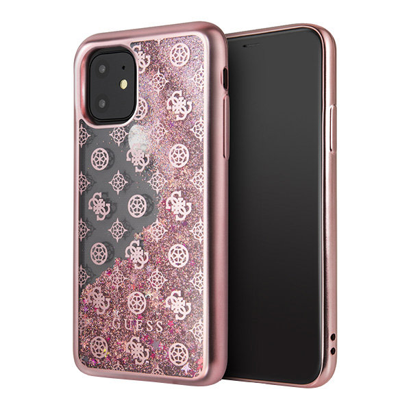 Чехол Guess Glitter 4G Peony Hard для iPhone 11, розовый