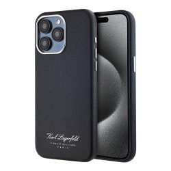 Karl Lagerfeld для iPhone 15 Pro чехол PU Full Wrapped Grained leather & Metal Camera Hard Black