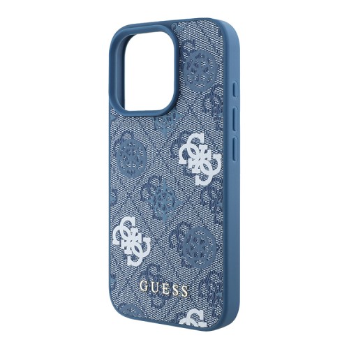 Guess для iPhone 16 Pro Max чехол PU кожа 4G Colored Peony Blue (MagSafe)