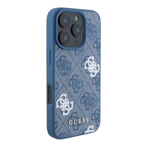 Guess для iPhone 16 Pro Max чехол PU кожа 4G Colored Peony Blue (MagSafe)