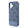 Guess для iPhone 16 чехол PU кожа 4G Bottom stripe Metal logo Blue