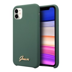Чехол Guess Silicone collection Vintage Logo для iPhone 11, зеленый