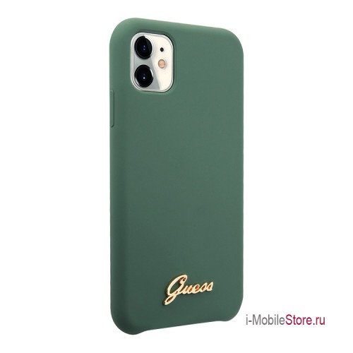 Чехол Guess Silicone collection Vintage Logo для iPhone 11, зеленый