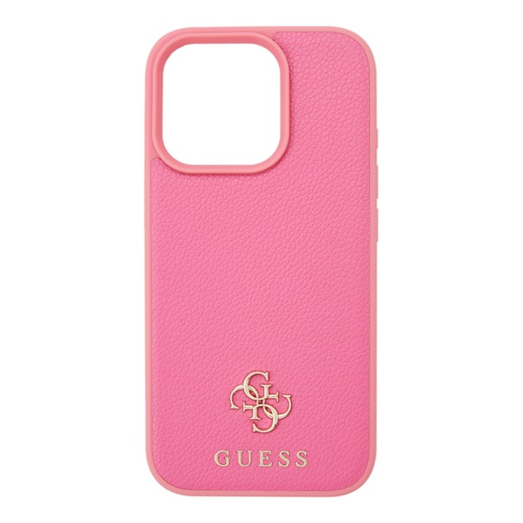 Guess для iPhone 16 Pro чехол PU Grained leather Small 4G metal logo Hard Fuchsia (MagSafe)