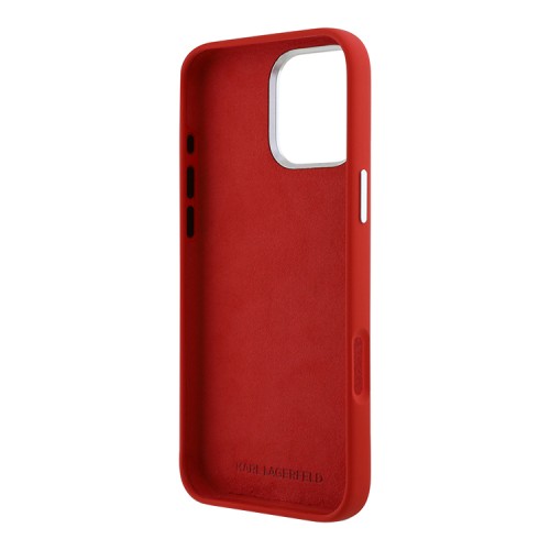 Karl Lagerfeld для iPhone 16 Pro Max чехол Liquid Silicone Metal Logo Initials Hard Red