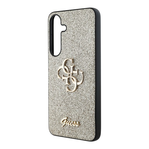 Guess для Galaxy S25+ чехол Fixed Glitters 4G Big metal logo Hard Gold