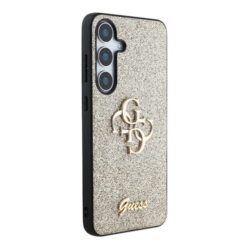 Guess для Galaxy S25+ чехол Fixed Glitters 4G Big metal logo Hard Gold
