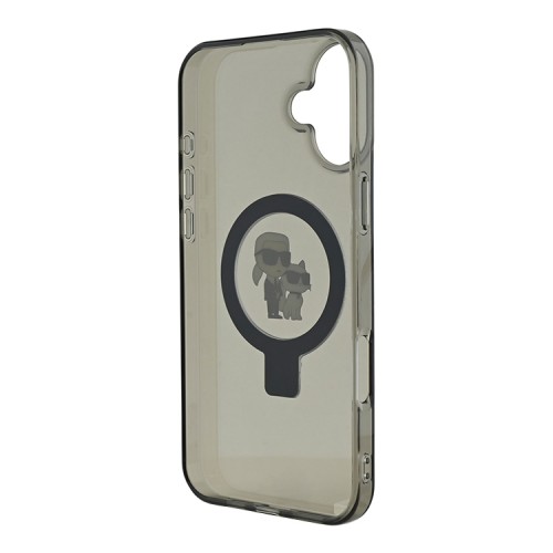 Karl Lagerfeld для iPhone 16 чехол PC/TPU + Ring stand NFT Karl & Choupette Hard Black (MagSafe)