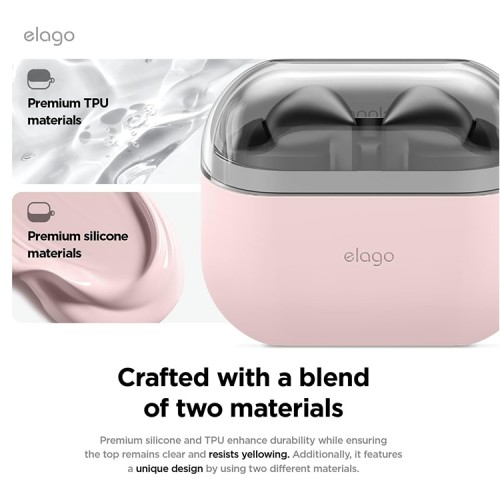 Elago для Galaxy Buds 3/3 Pro чехол Silicone DUO Hang case Clear/Lovely Pink