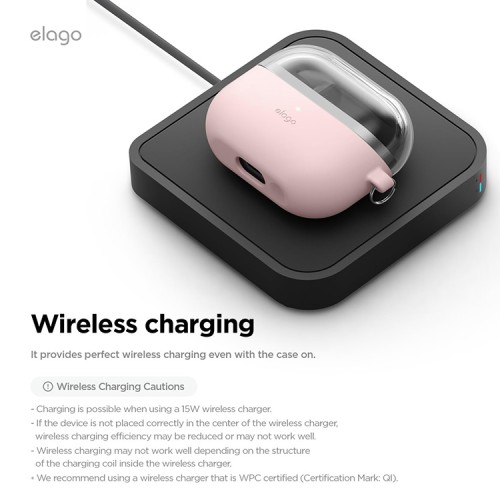 Elago для Galaxy Buds 3/3 Pro чехол Silicone DUO Hang case Clear/Lovely Pink