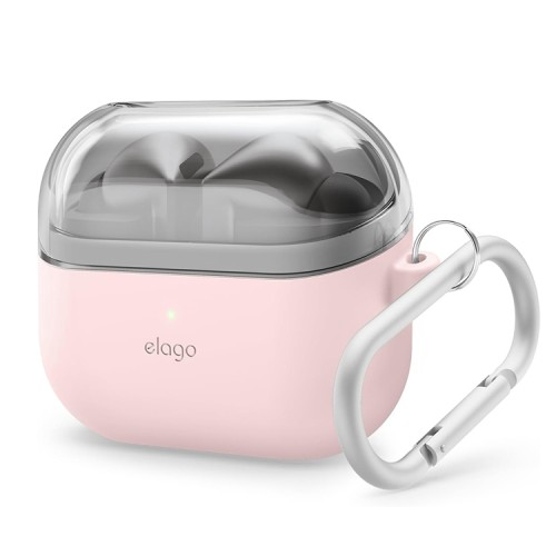 Elago для Galaxy Buds 3/3 Pro чехол Silicone DUO Hang case Clear/Lovely Pink