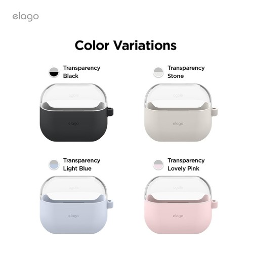 Elago для Galaxy Buds 3/3 Pro чехол Silicone DUO Hang case Clear/Lovely Pink