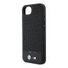 BMW для iPhone 16e чехол M-Collection PU Perforated Tricolor Metal logo Hard Black (MagSafe)