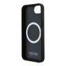 BMW для iPhone 16e чехол M-Collection PU Perforated Tricolor Metal logo Hard Black (MagSafe)