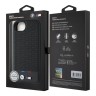BMW для iPhone 16e чехол M-Collection PU Perforated Tricolor Metal logo Hard Black (MagSafe)