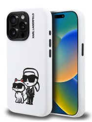 Karl Lagerfeld для iPhone 15 Pro Max чехол Liquid Silicone Sketch Karl&Choupette White (MagSafe)