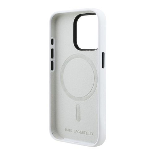 Karl Lagerfeld для iPhone 15 Pro Max чехол Liquid Silicone Sketch Karl&Choupette White (MagSafe)