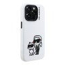Karl Lagerfeld для iPhone 15 Pro Max чехол Liquid Silicone Sketch Karl&Choupette White (MagSafe)