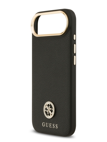 Guess для iPhone Air чехол PU Grained 4G Diamond metal logo Gold camera Hard Black (MagSafe)