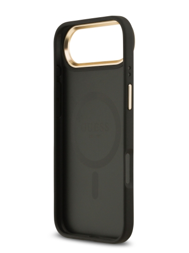 Guess для iPhone Air чехол PU Grained 4G Diamond metal logo Gold camera Hard Black (MagSafe)