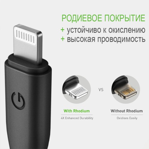 Кабель EnergEA NyloFlex USB-A/Lightning MFi C89 (0.3 м), черный