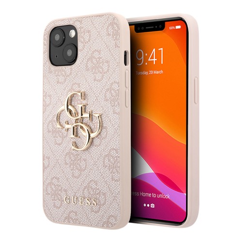 Guess 4G Big metal logo чехол для iPhone 13, розовый