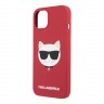 Чехол Karl Lagerfeld Liquid silicone Choupette Hard для iPhone 13, красный