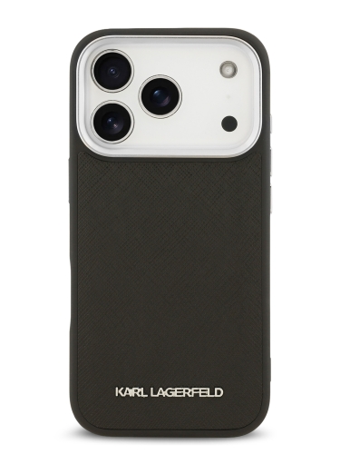 Karl Lagerfeld для iPhone 17 Pro чехол Crossbody Saffiano Metal Cam Hard + Strap Black (MagSafe)