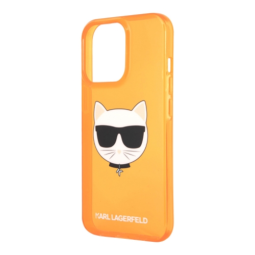 Чехол Karl Lagerfeld TPU FLUO Choupette Hard для iPhone 13 Pro, оранжевый
