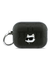 Karl Lagerfeld для Airpods Pro 3 чехол PU Saffiano Monogram with ring NFT Metal Head Choupette Black
