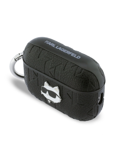 Karl Lagerfeld для Airpods Pro 3 чехол PU Saffiano Monogram with ring NFT Metal Head Choupette Black