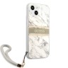 Чехол Guess Marble Hard +Nylon hand cord для iPhone 13, серый