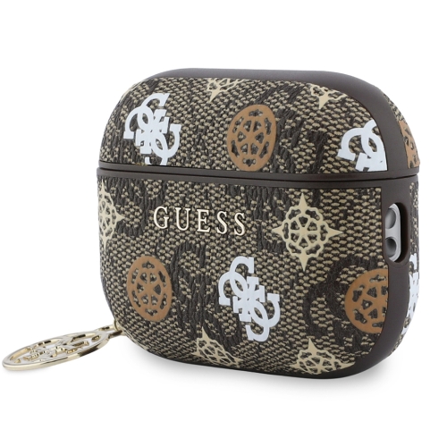 Guess для Airpods Pro 3 чехол PU 4G Colored Peony with 4G Charm Brown